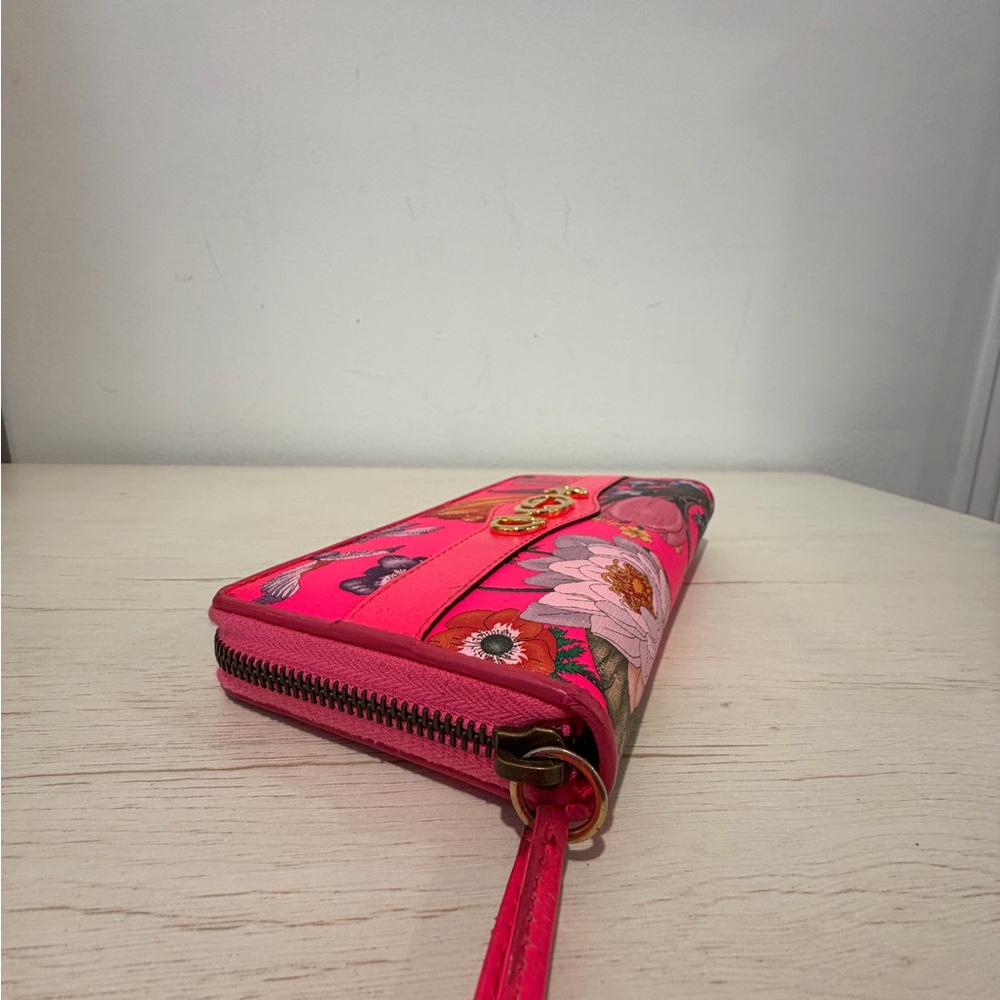 Gucci Horsebit Bright Pink Floral Wallet - Picture 5 of 9